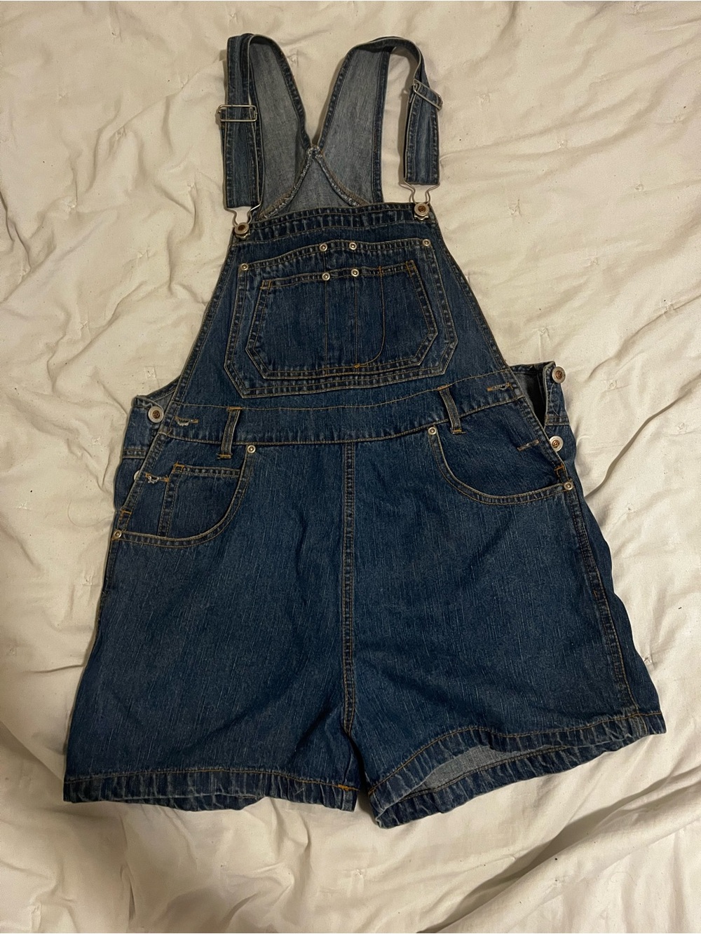 Women’s Dark Blue Denim Overall Shorts